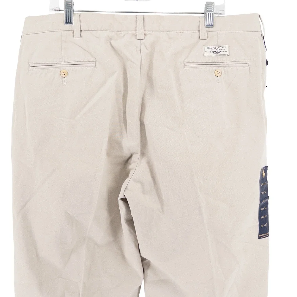 Vintage NWT Deadstock Polo Ralph Lauren Mens 38x32 Andrew Pant Tan Pleated Chino
